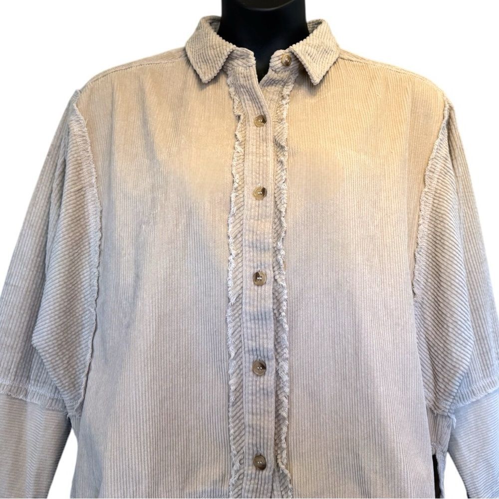 Oversized Corduroy Cream White Shacket Layering Jacket Size Large NWT - AEMI+CO - Picture 11 of 14